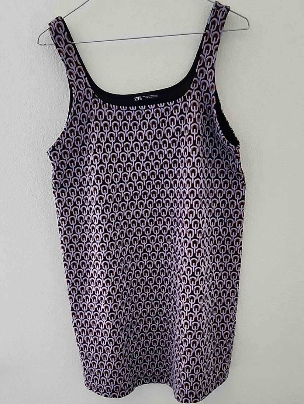 Zara Retro Geometric Patterned Tank Mini Dress 70s Size Medium